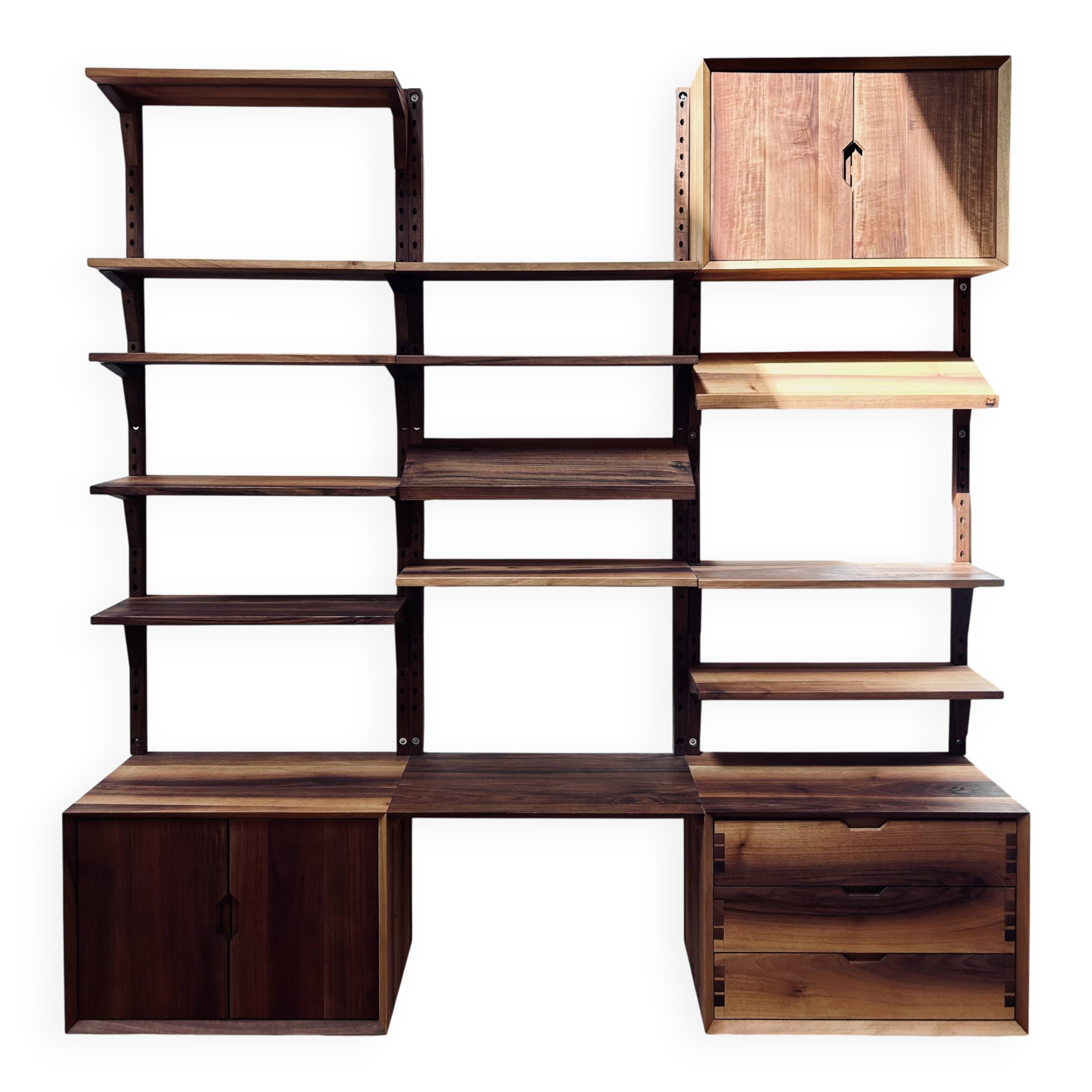 Library in solid walnut