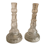Paire de bougeoirs en verre anciens