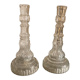 Paire de bougeoirs en verre anciens