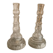 Pair of antique glass candle holders