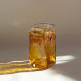 Amber vase made of bubbled glass