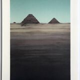 Original lithograph by Alain Le Foll, Khufu, Kephren, Mykerin, 1978