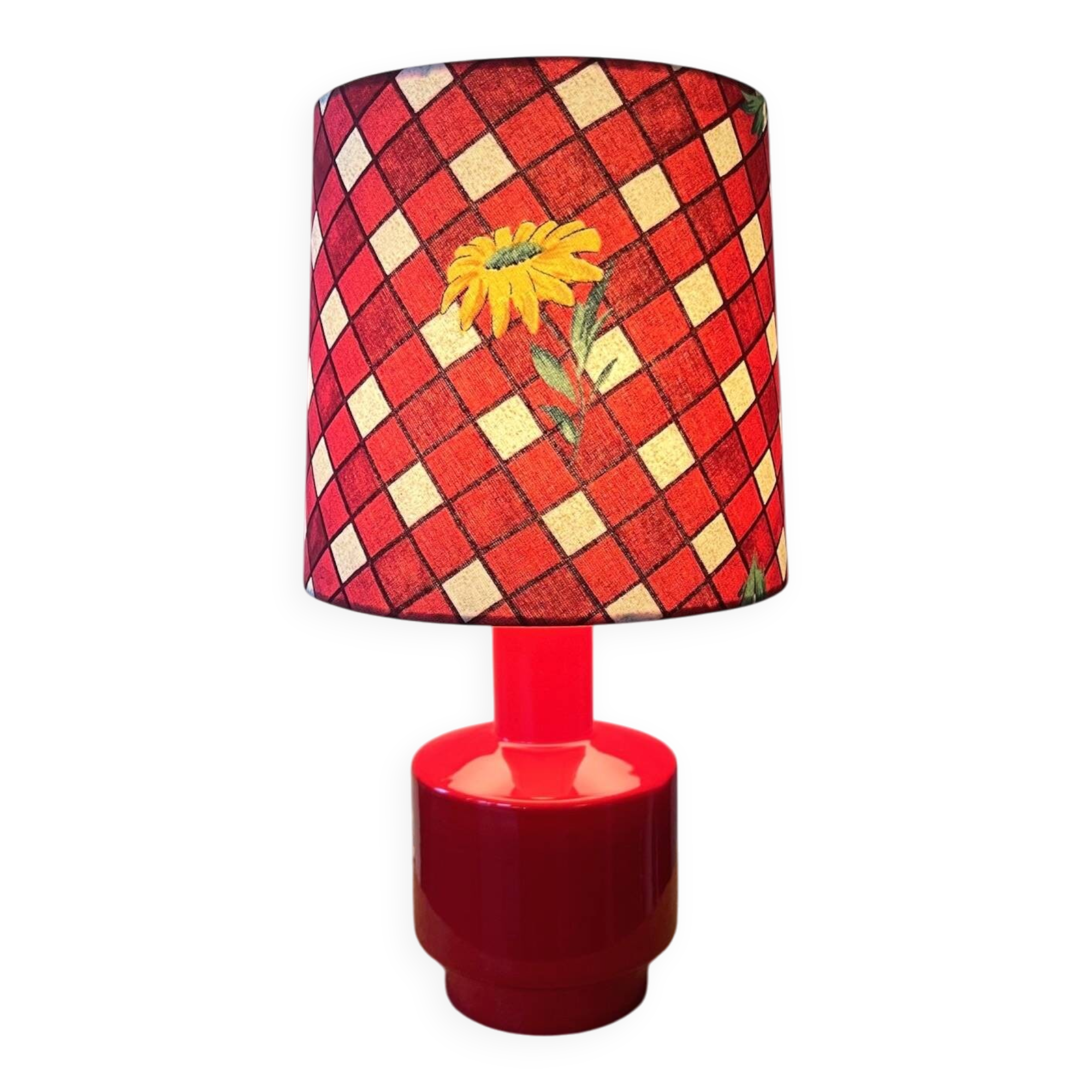 Vintage red ceramic lamp - 1960s / 1970s