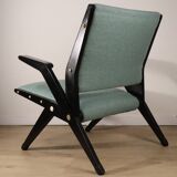 Vintage armchair from the 1960s in black wood and fabric.