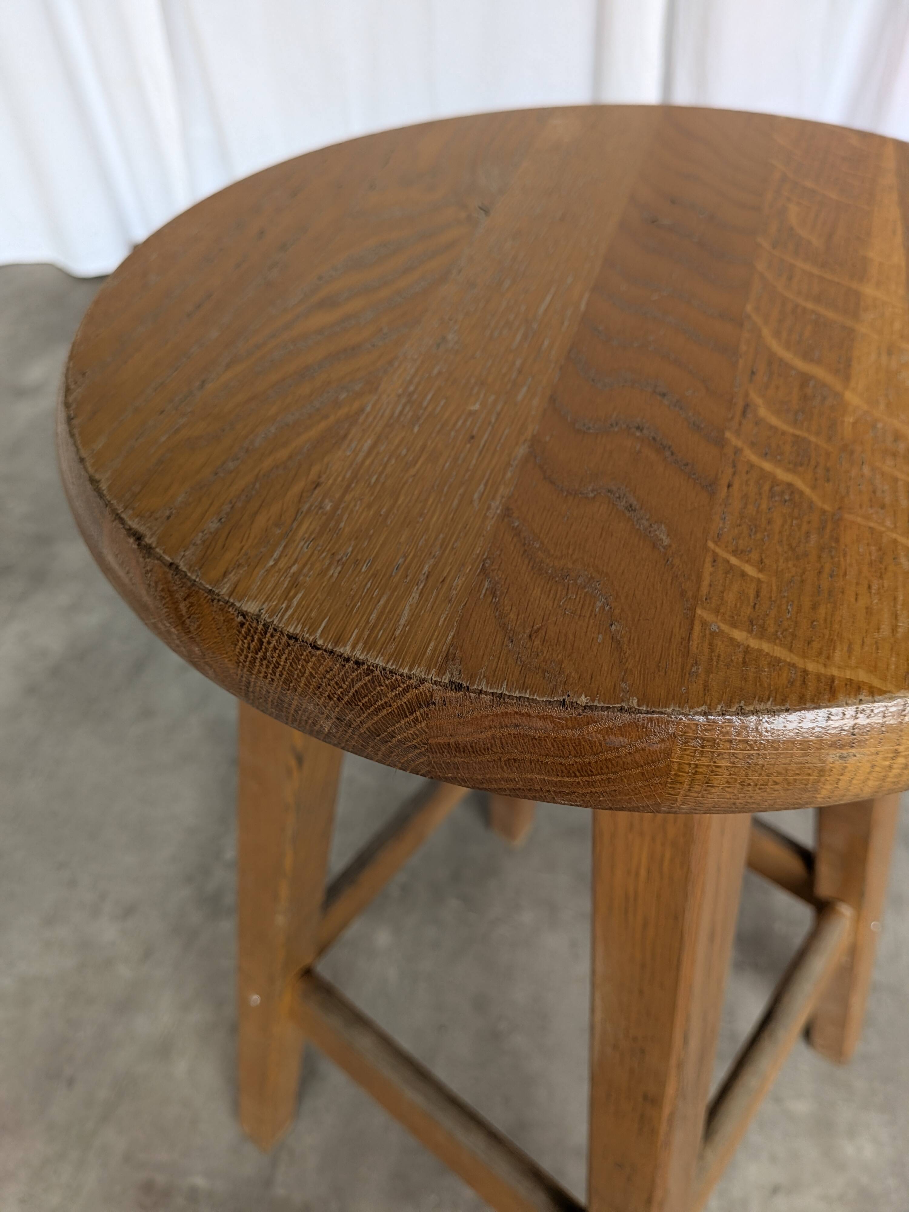 Vintage Oak Bar Stool: 1980s Yugoslavian Industrial High Chair