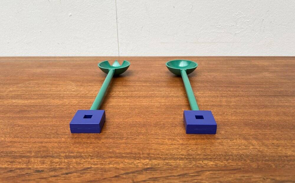 Postmodern Italian salad cutlery from the Euclid series by Michael Graves for Alessi, 1980s, set of 2.