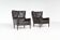 Pair of Durlet lounge chairs in brown leather Belgium 1960