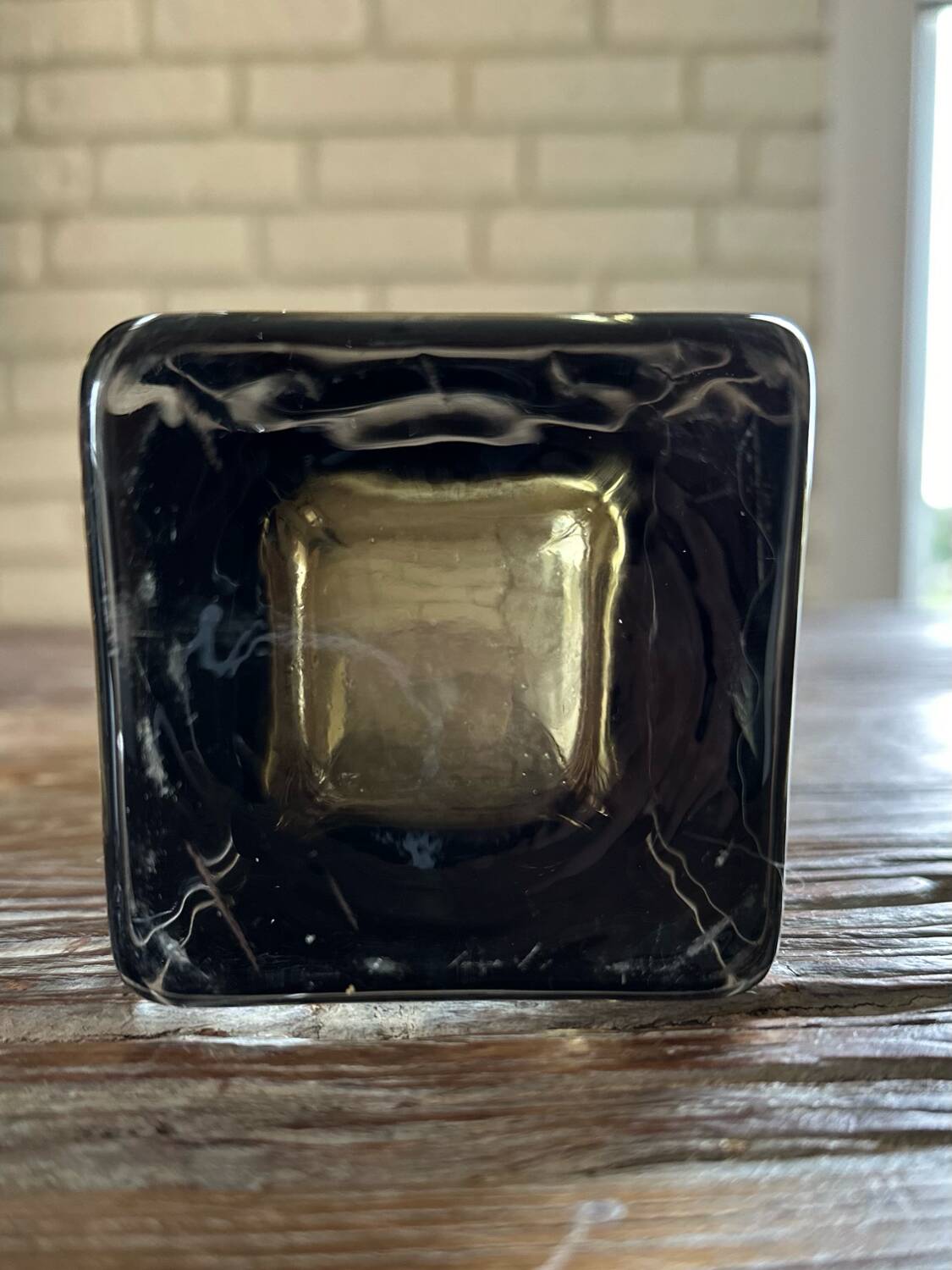 Rectangular smoked glass vase design in retro vintage Murano spirit
