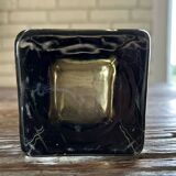 Rectangular smoked glass vase design in retro vintage Murano spirit