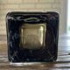 Rectangular smoked glass vase design in retro vintage Murano spirit