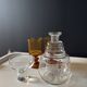 Vintage glass carafe with floral decoration
