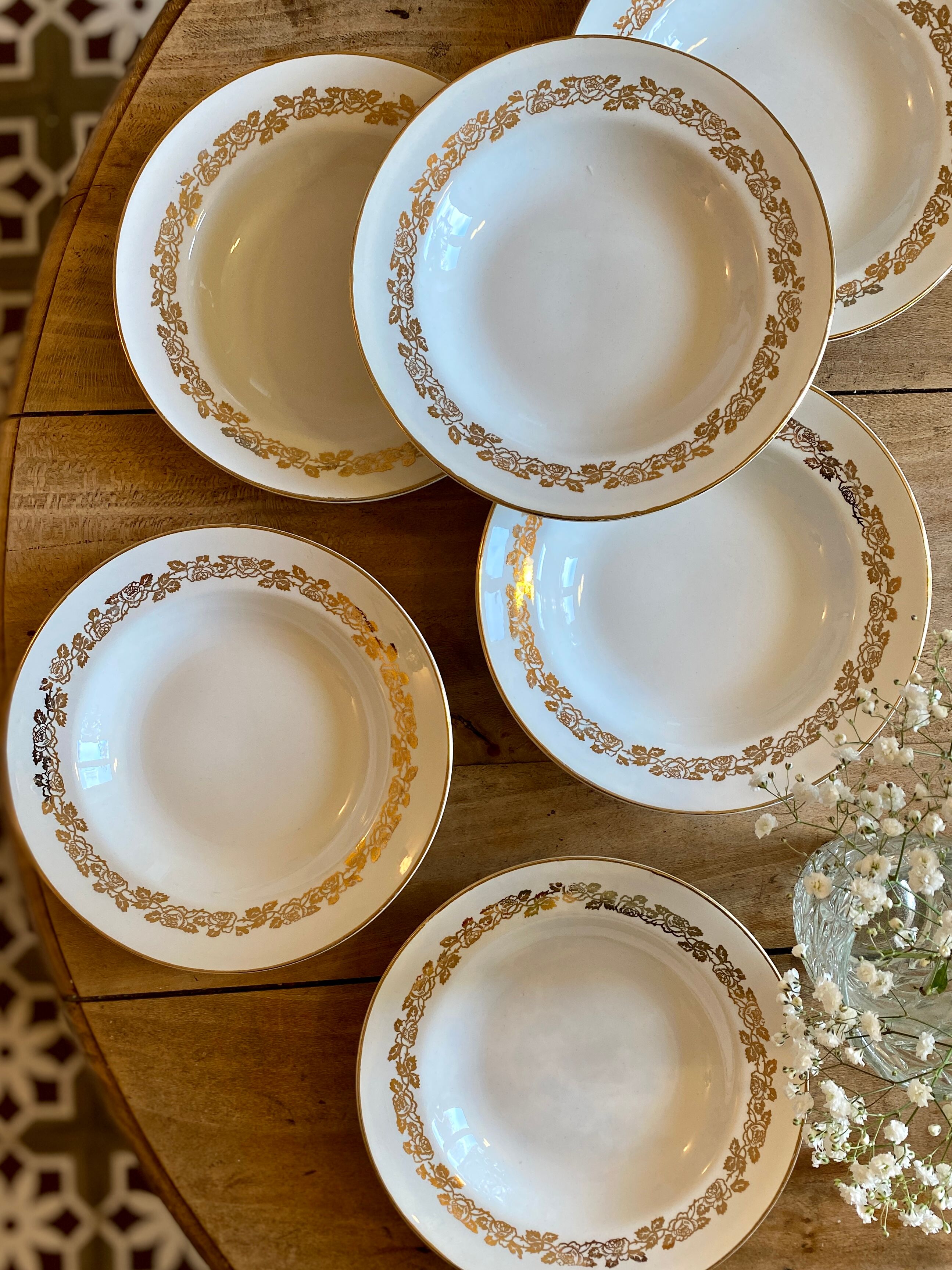 Set of 6 vintage hollow plates Moulin des Loups