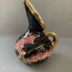 Vallauris vase or Monaco ceramic handmade black pink and gold