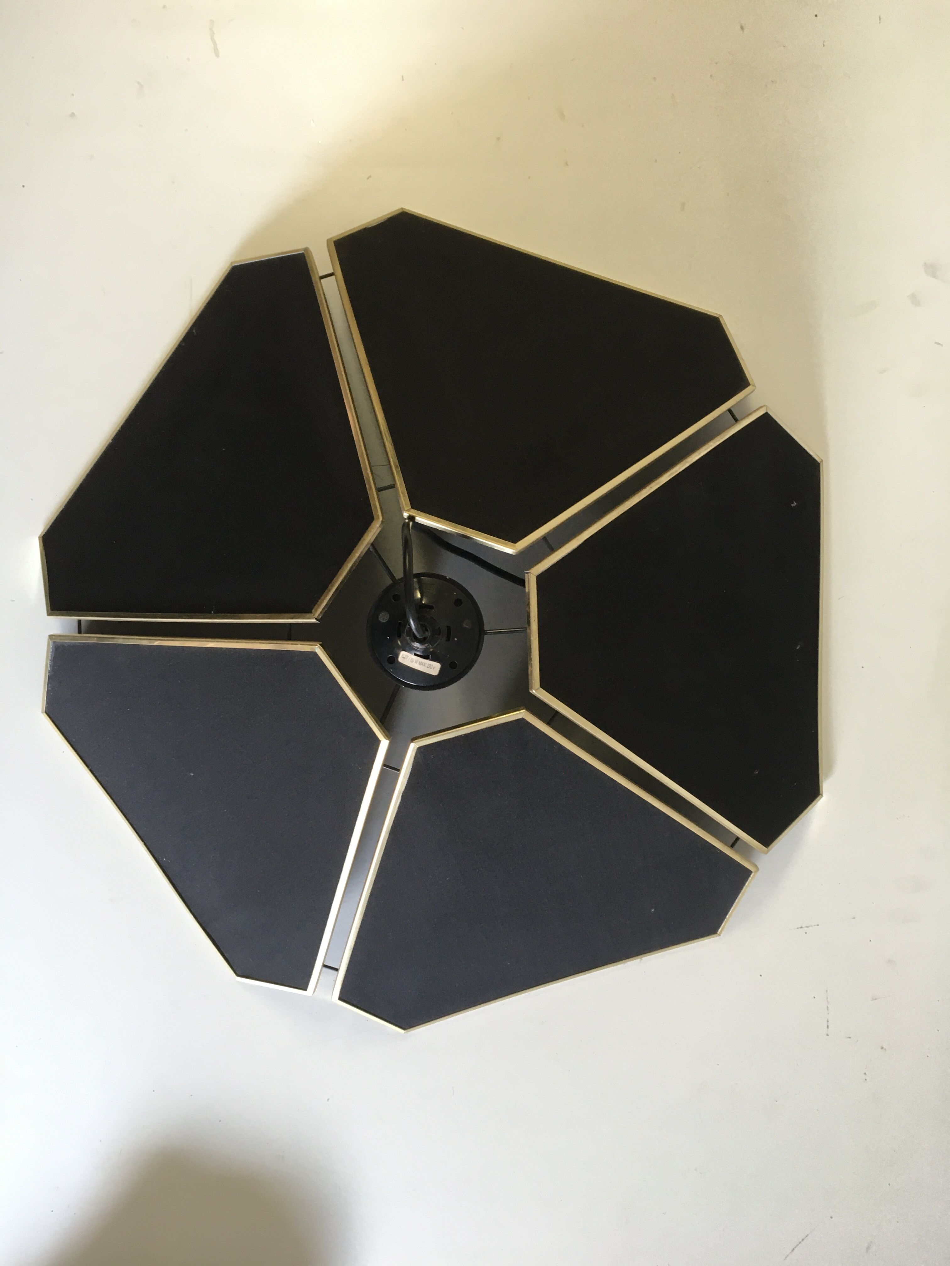Suspension flower-shaped in black and gold fabrics - 70s