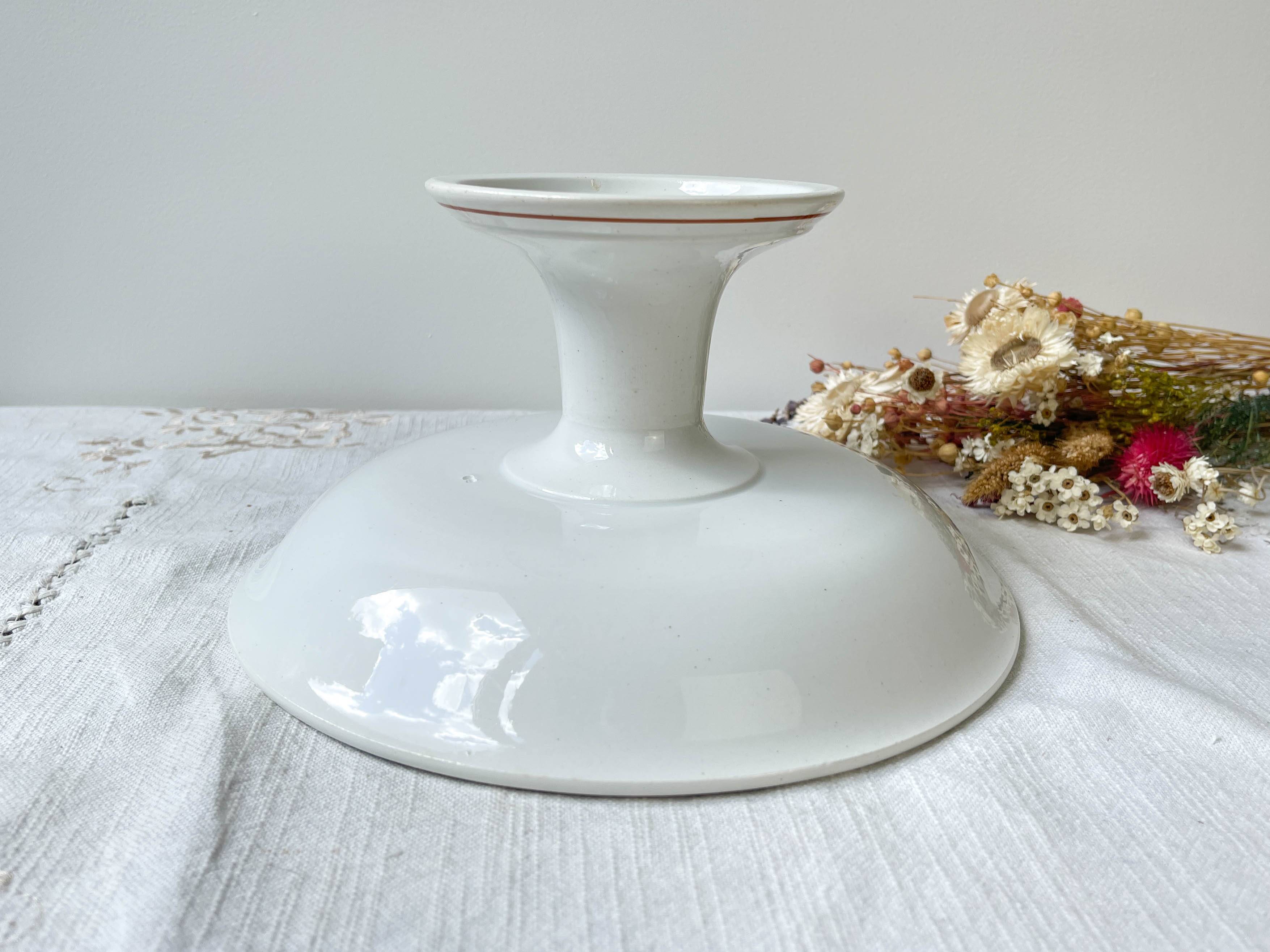 Vintage pedestal dish Blue Iron Earth St Amand French