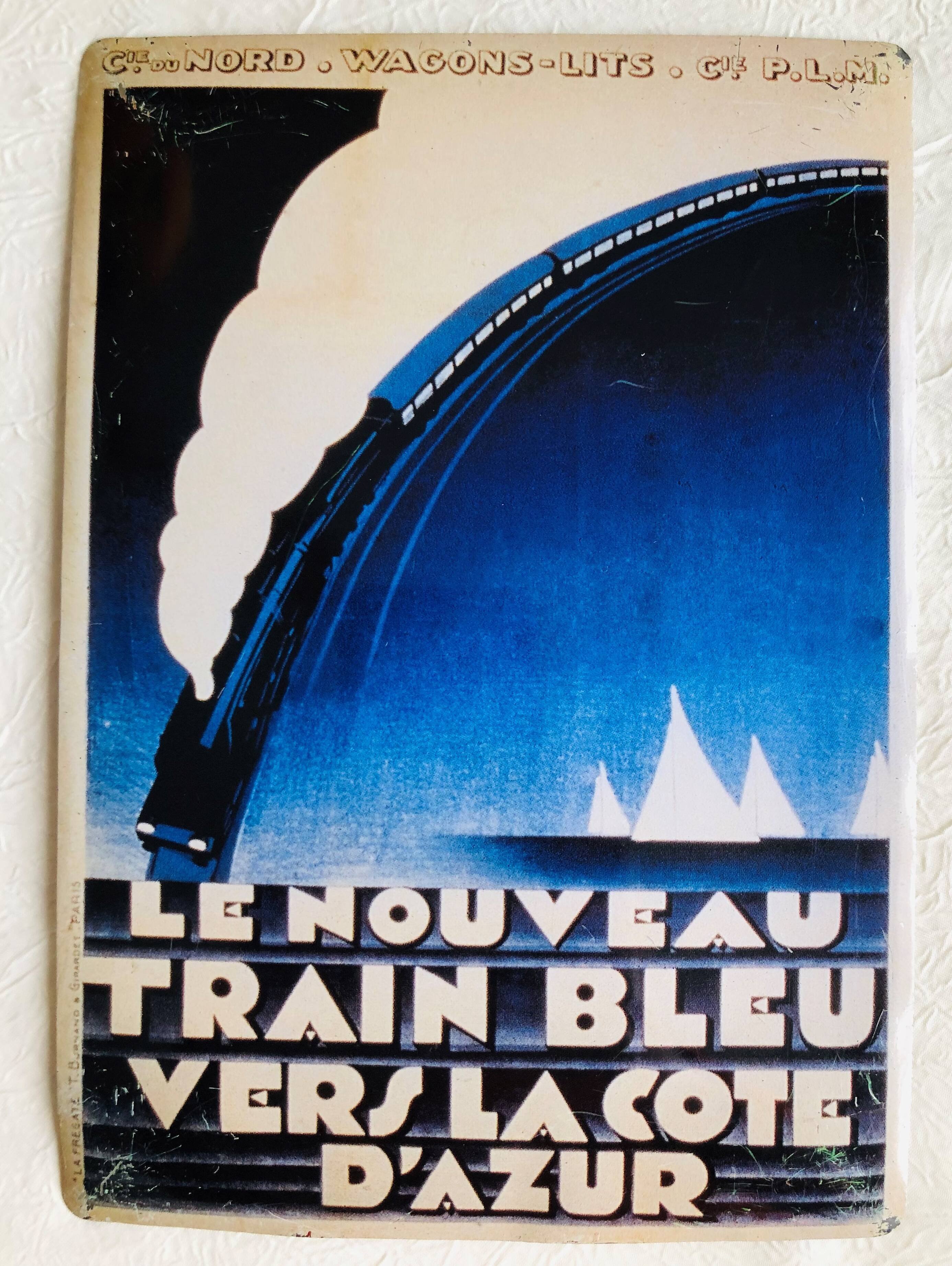 Plaque publicitaire pour le train bleu