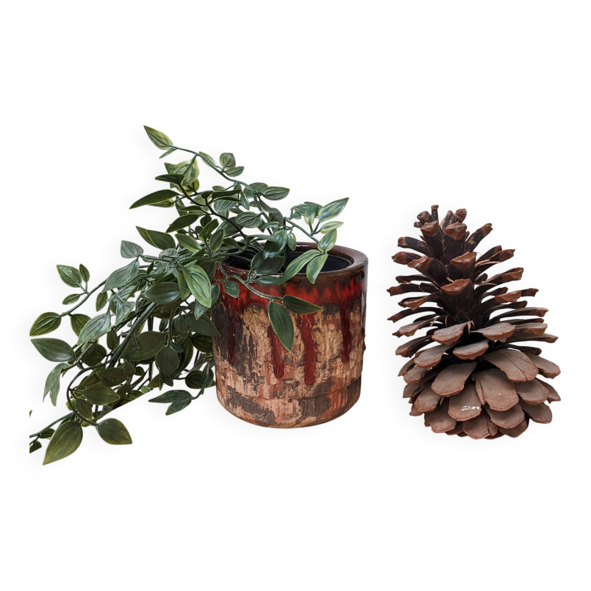 Brown and red ceramic pot