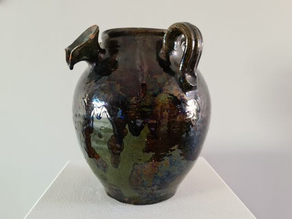 Vase cruche terre cuite émaillée 1900