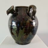 Enamelled terracotta jug vase 1900