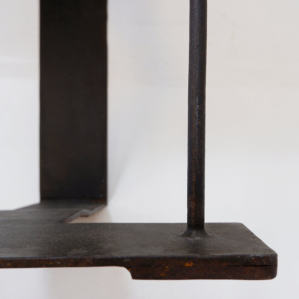 Vintage wooden and metal stool in the style of the "T" model by Pierre Chareau.