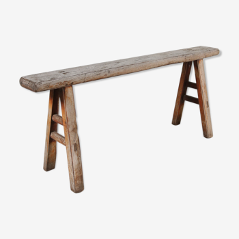 Banc en bois rustique des années 1950