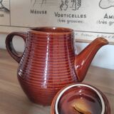 Vintage Striped Stoneware Teapot