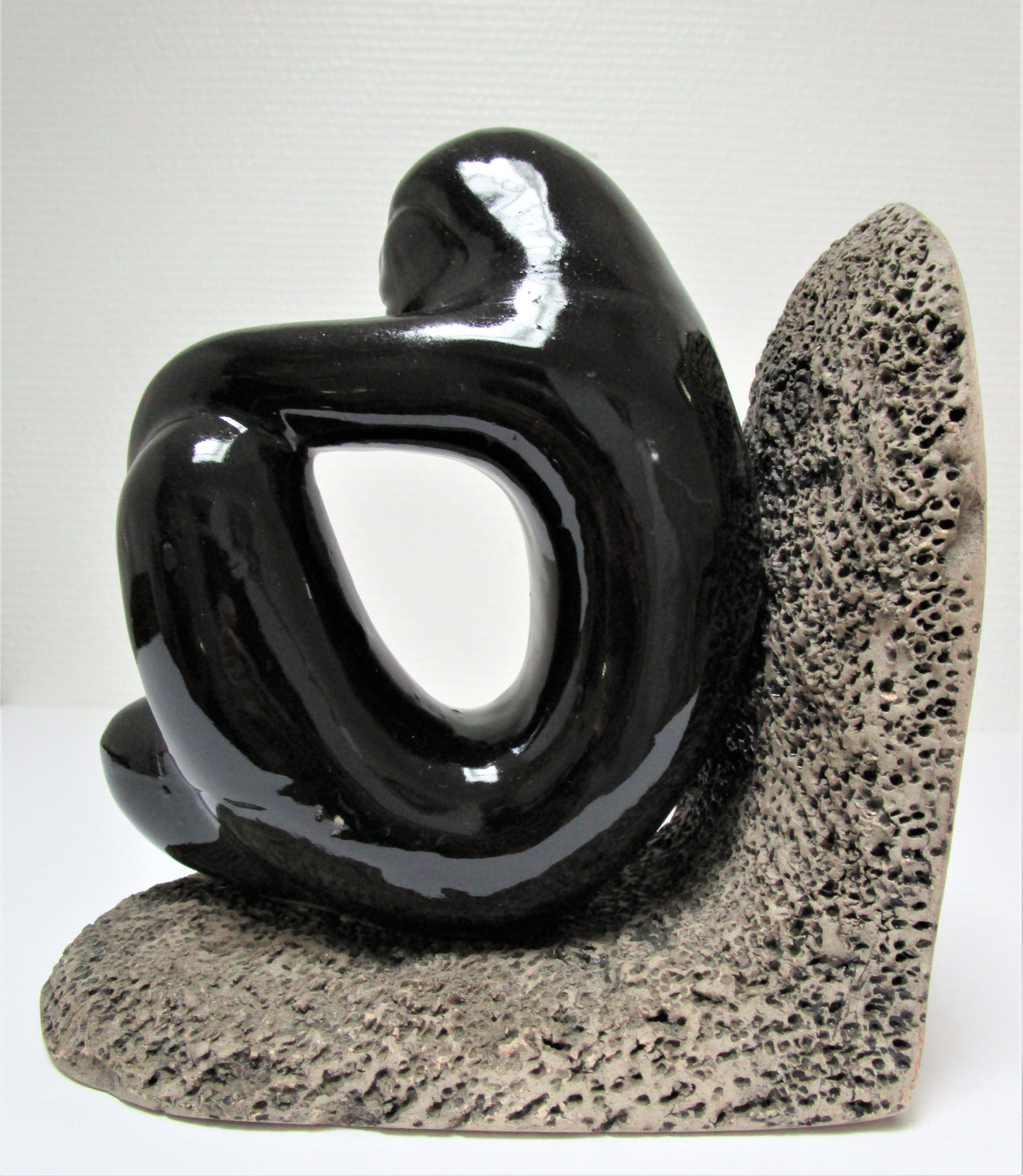 Pair of sculptural ceramic bookends design 70s