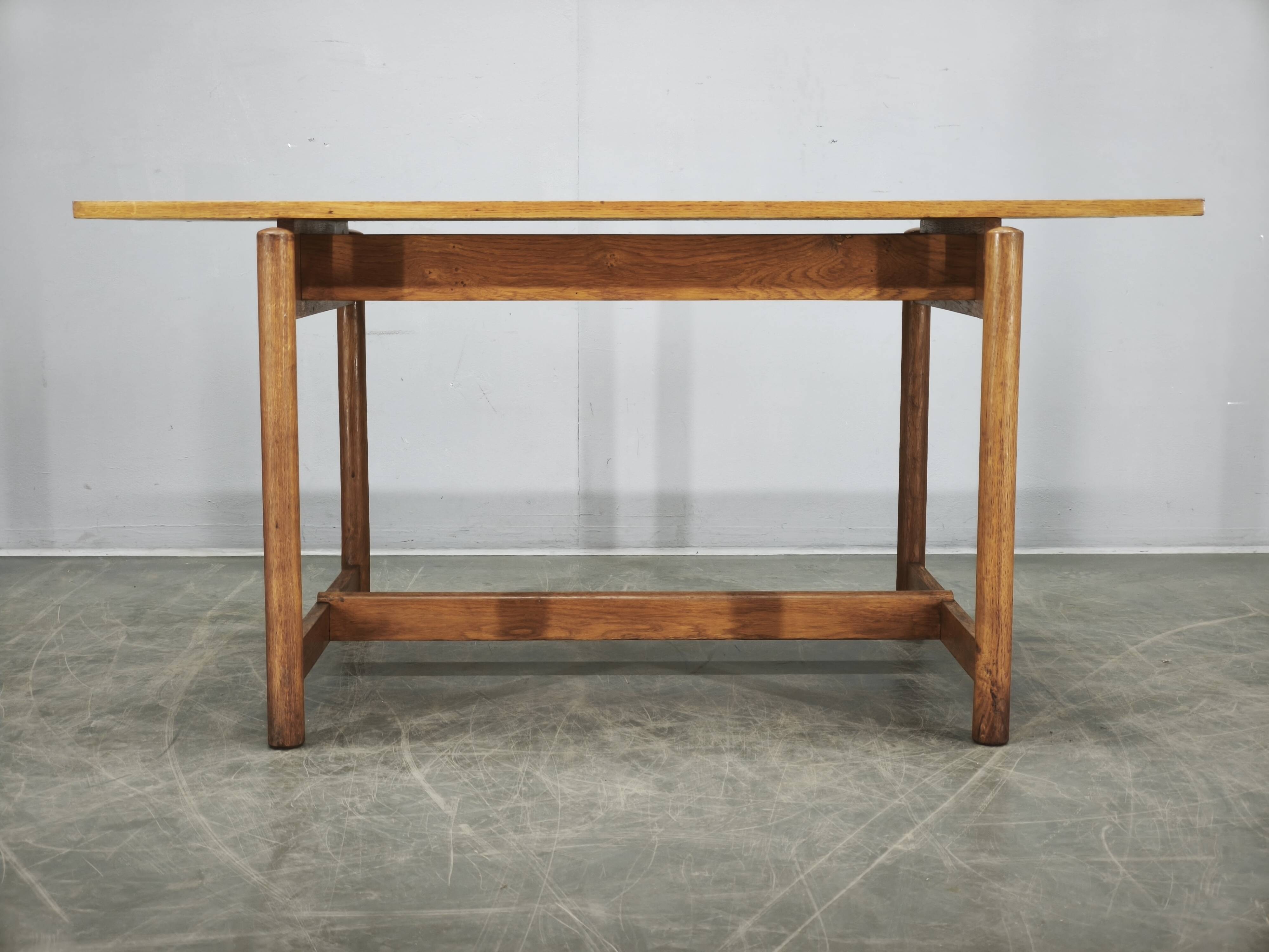 1960s Czech Coffee Table in Solid Oak by Krásná Jizba