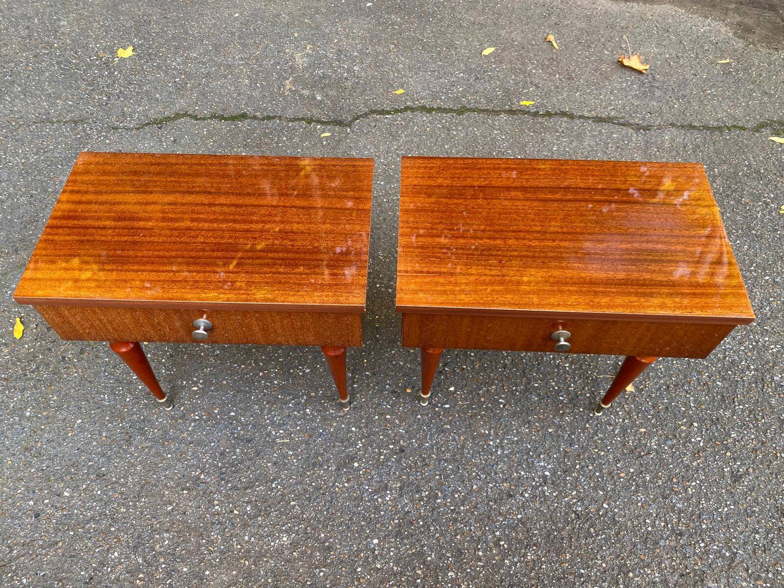 2 Scandinavian rosewood bedside tables from the 1960s