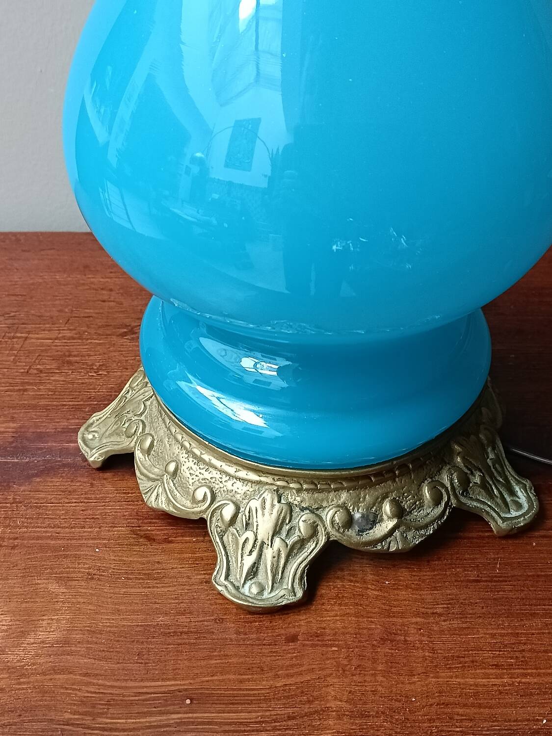 Blue opaline and bronze lamp base
