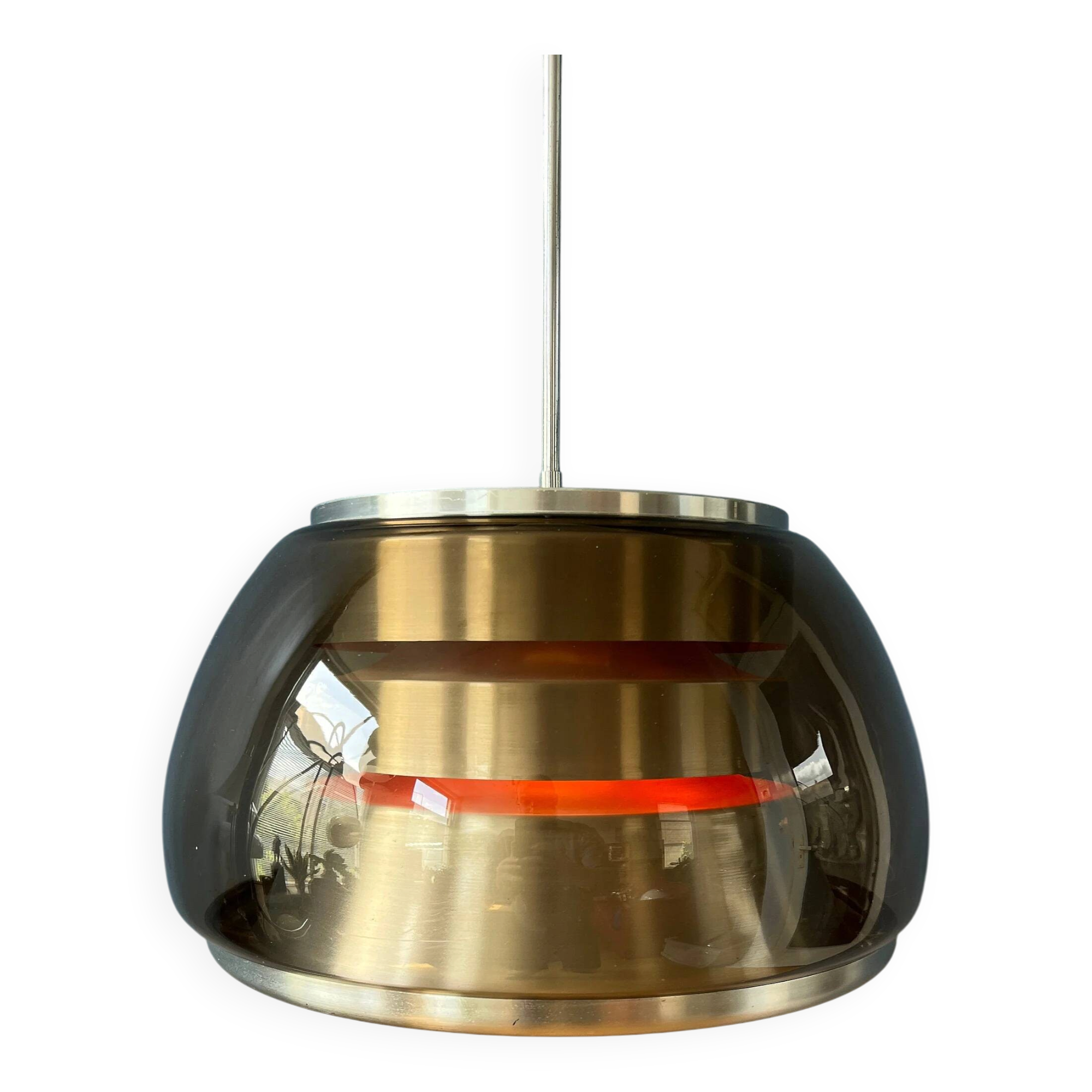 Suspension Space Age vintage 1970s in smoked glass