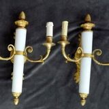 2 gilt bronze empire restoration porcelain wall lights sconces