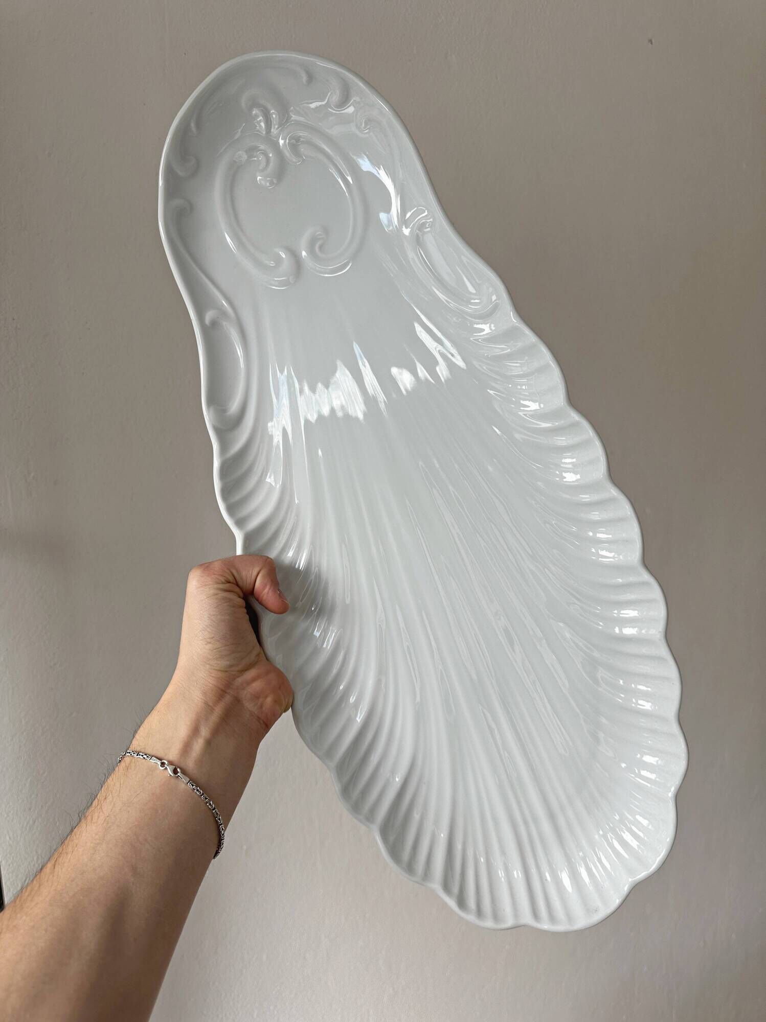 Large fish platter in white porcelain
