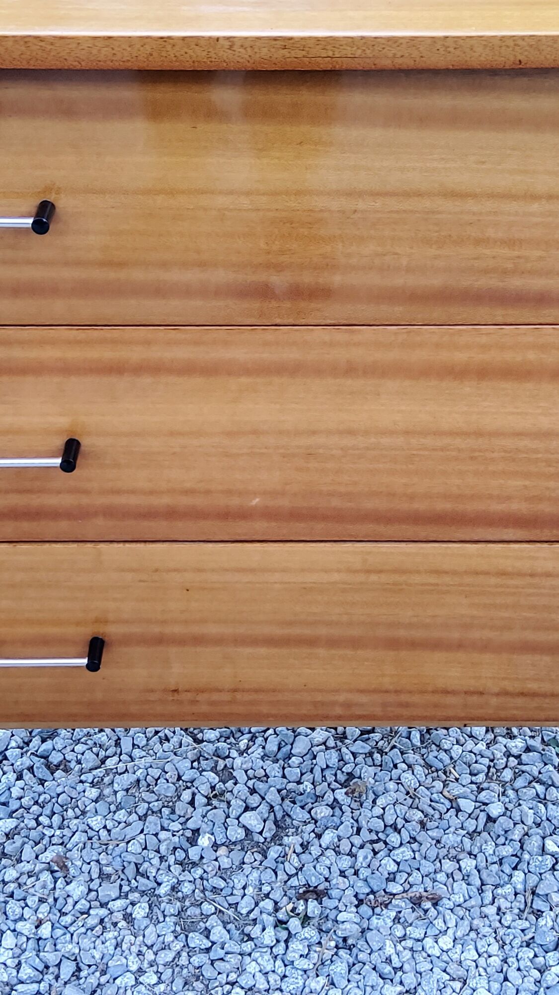 Vintage golden mahogany chest of drawers 3 drawers conical feet from the 60s