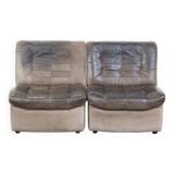 Gray Vintage Leather Modular Design Sofa 2 Elements