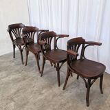 Set of 4 Vintage Bentwood Dining Chair: Mid-Century Thonet Style Armchair