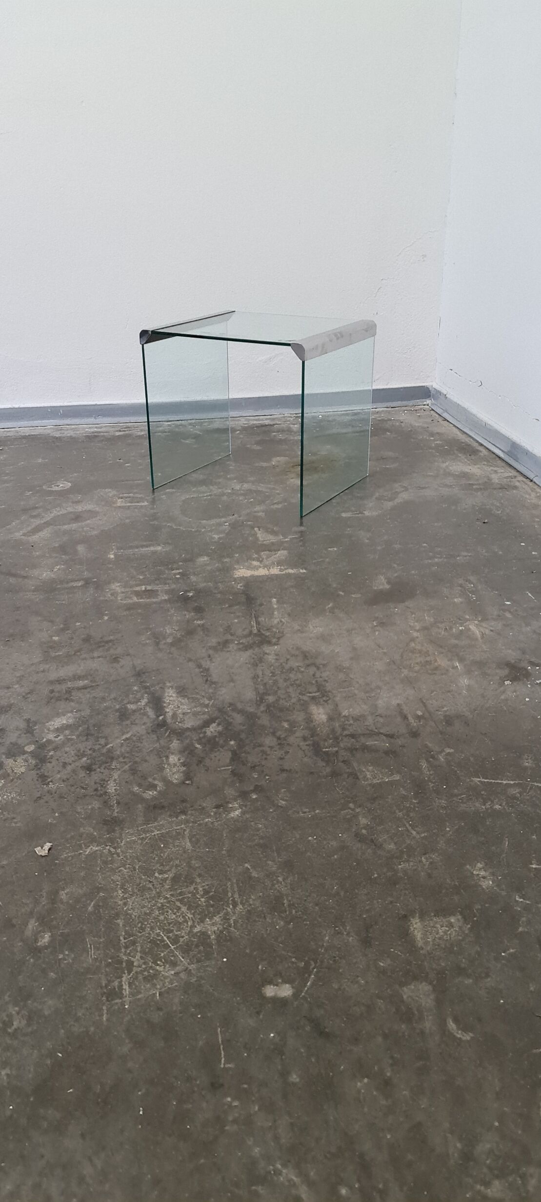 Vintage glass and metal side table