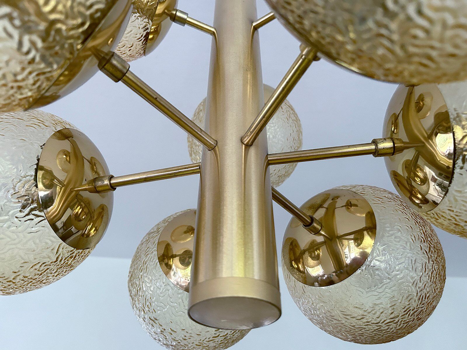 Grand lustre en verre de l'ère spatiale, années 1970