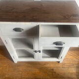 Grey-blue Parisian sideboard with a mesh door.