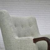 1960s, Danish armchair, original light grey furniture wool, teak wood.