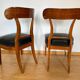 Set of Biedermeier Shovel Chairs in Walnut & Black Leather, Austria, 1820s