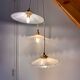 Suspension cascade three lights vintage lampshade in white opaline