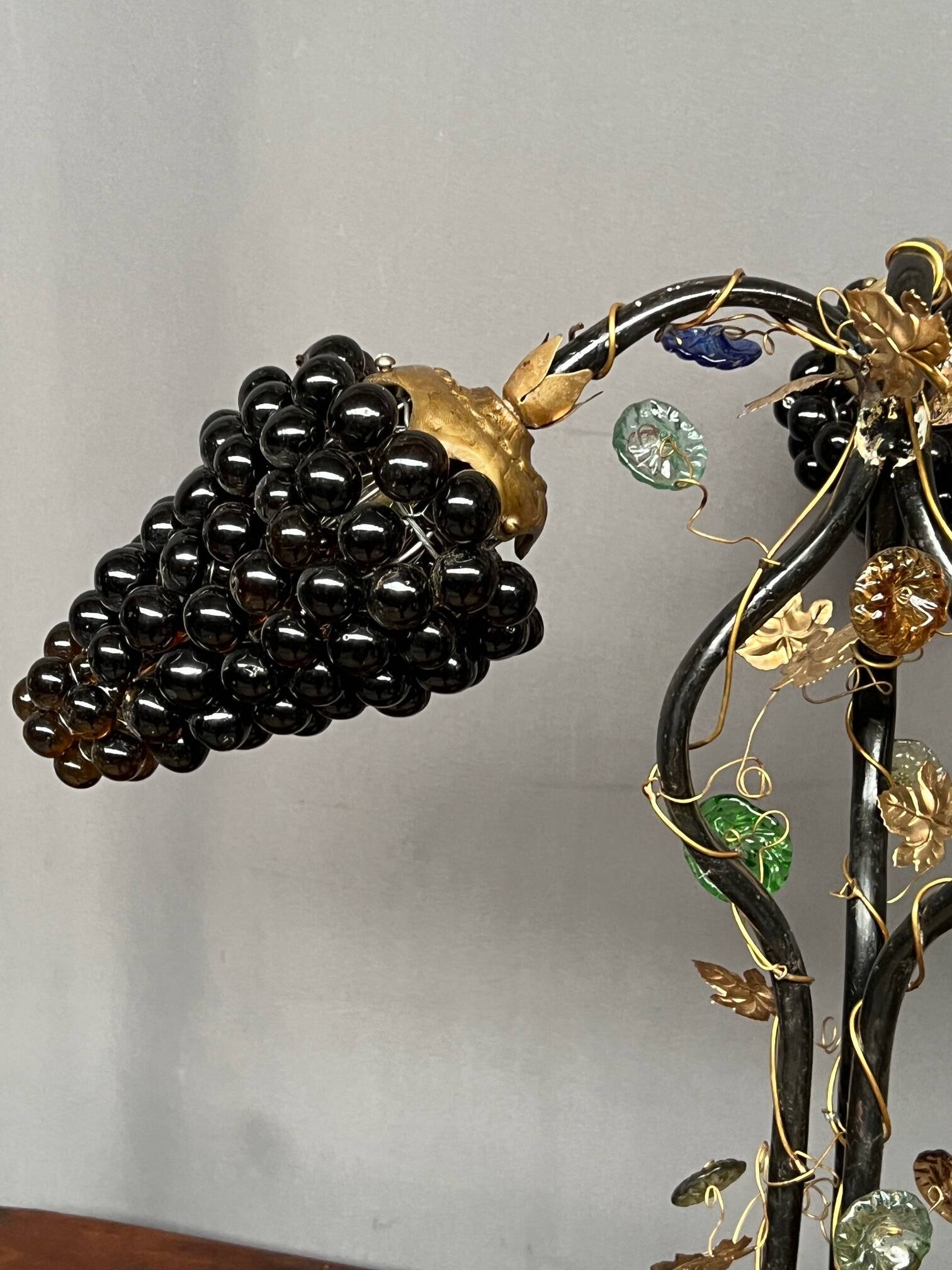 Art Nouveau table lamp with a Murano glass shade.