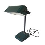 Old Vintage Functional Art Deco Green Enameled Industrial Desk Lamp