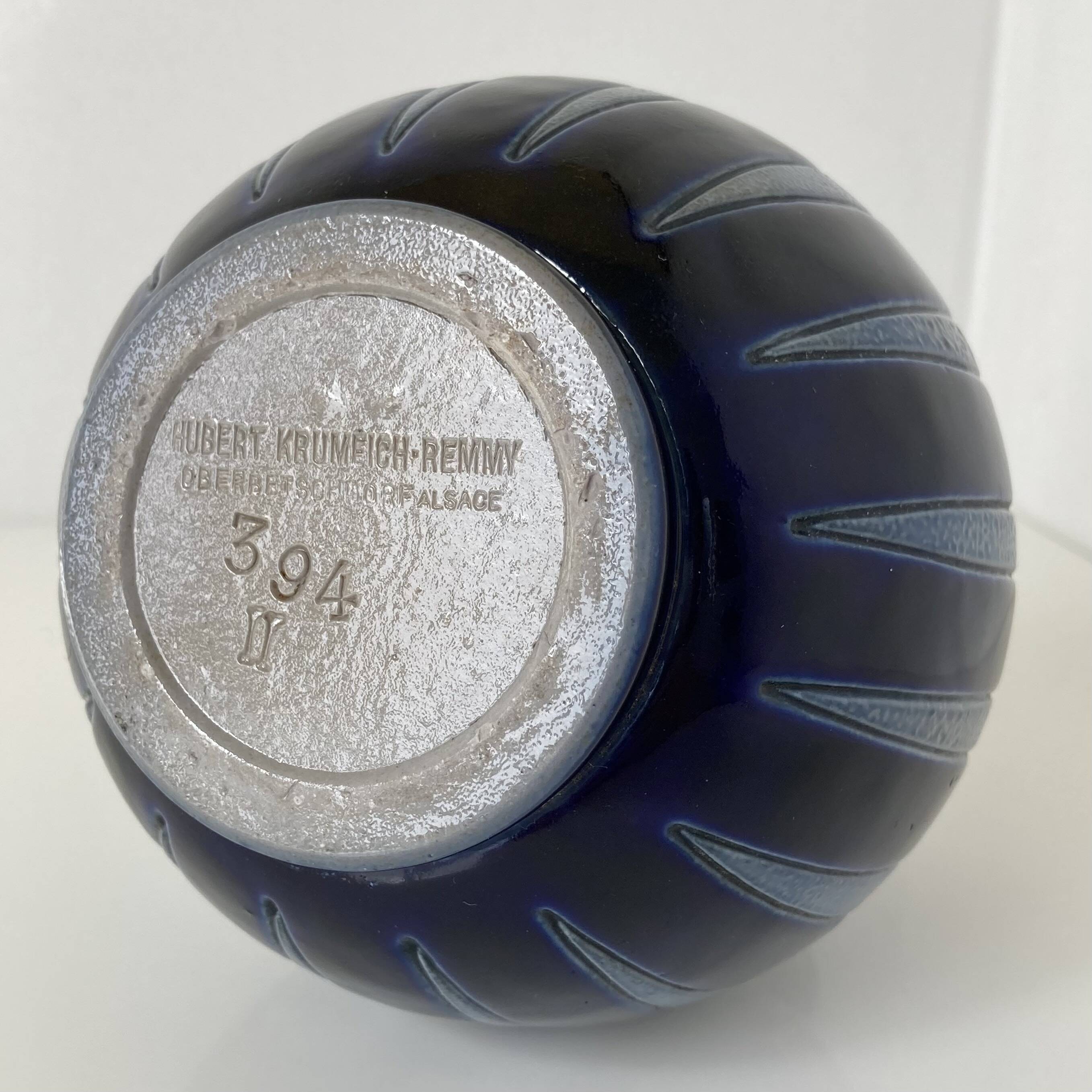 Vase boule d’époque Art Déco en grès d’Alsace par Hubert Krumeich-Remmy