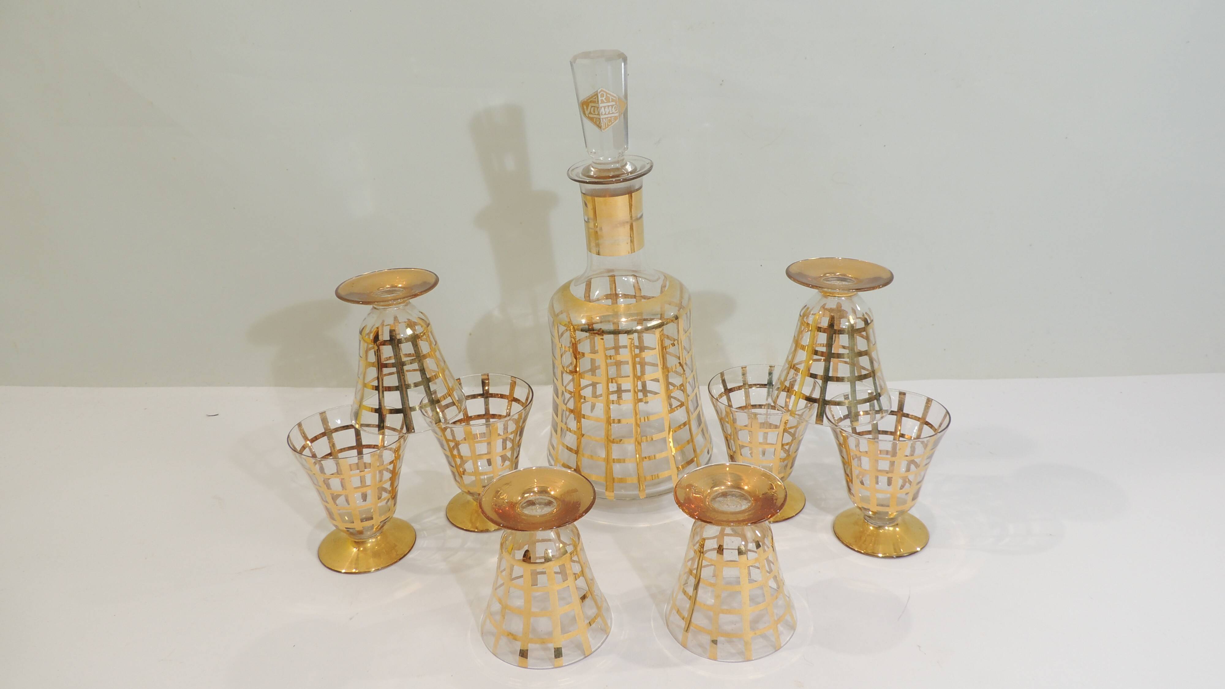 Vintage Vannes le Chatel crystal carafe and glasses