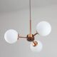 Mid-Century Modern Italian Chandelier in Copper and Opaline Glass, 1960s