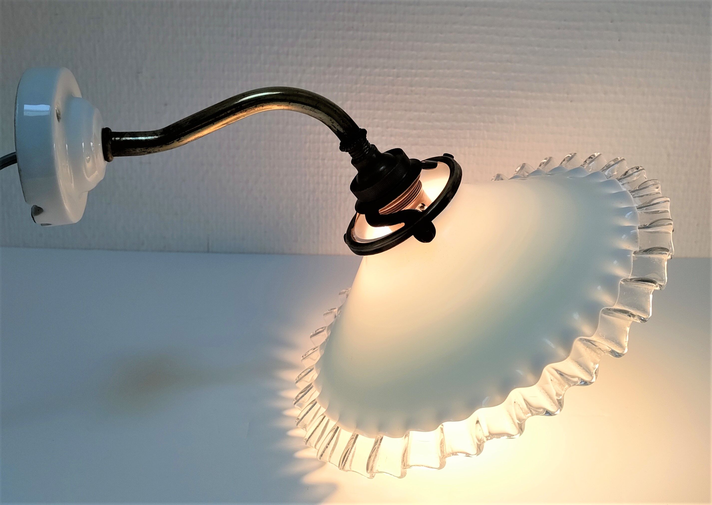 Opaline porcelain brass wall lamp early twentieth century