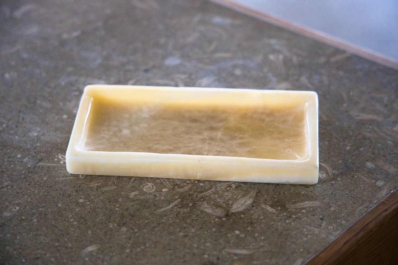 Tray, empty pockets in orange onyx