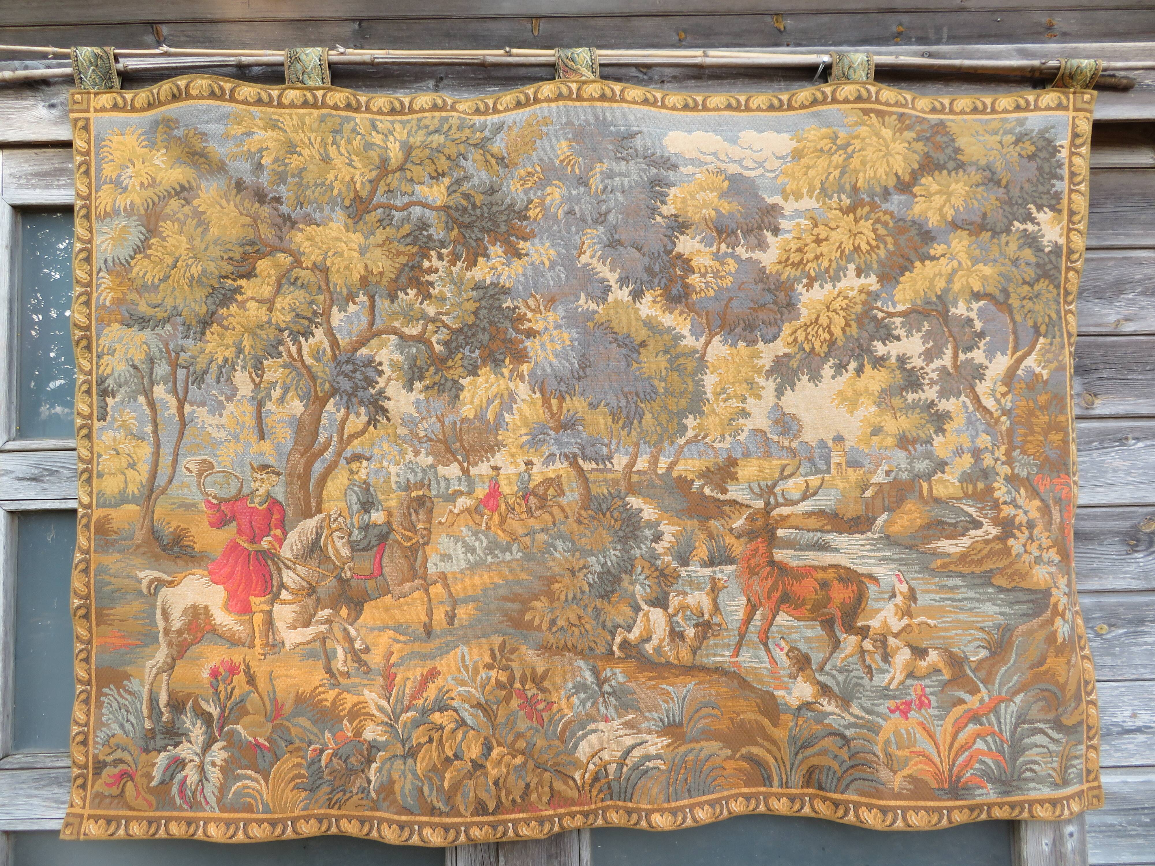 Tapisserie murale scène de chasse à courre